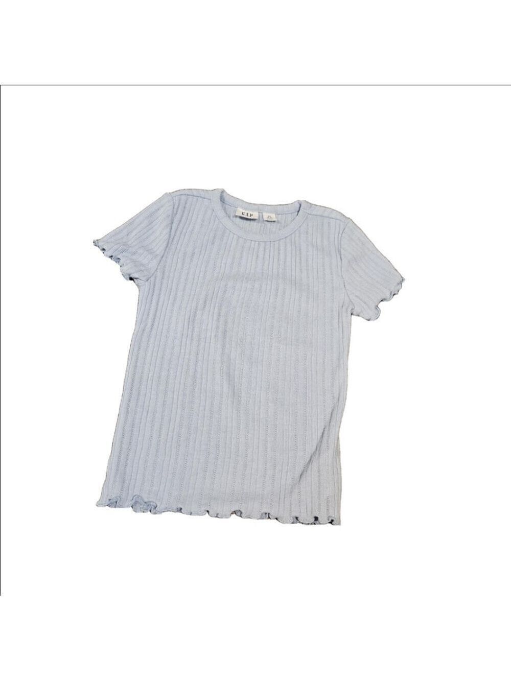 CLEARANCE! GAP KIDS Girls Light Blue Pointelle Short Sleeved T-Shirt, XS (4-6)